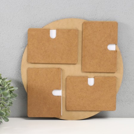 Photo frame LHDF "Circle" 33x33 in 4 photos 10x15 cm, col. oak/white (plastic screen)-2