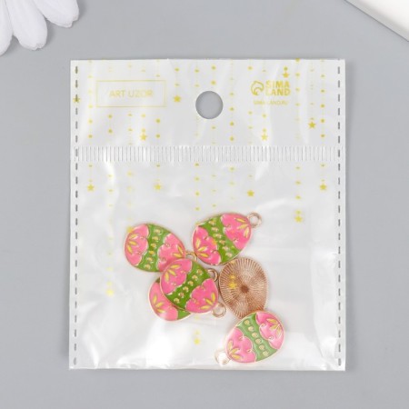 Decor for creativity metal, enamel "pink-green egg" 1.4x2.2 cm-3