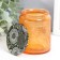 Bank for candles glass with a lid "Flower" orange, cylinder 9x7x7 cm