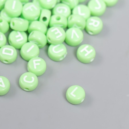 Beads for creativity plastic "English letters" Green set 20 g 0.4x0.7x0.7 cm-1