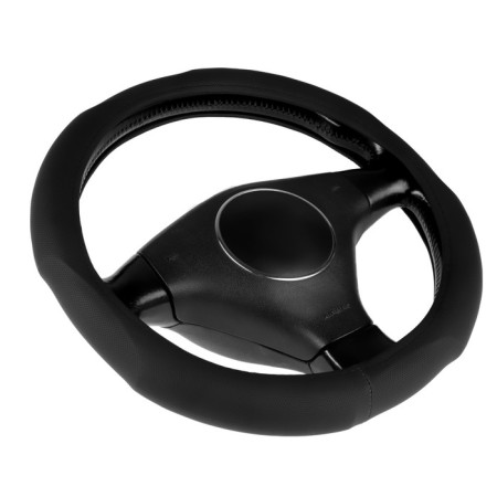 Braid on the steering wheel Nova Bright eco -leather, black, with embossed embossing, size M