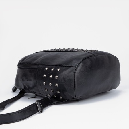 Women's backpack made of artificial leather with lightning, black color-2