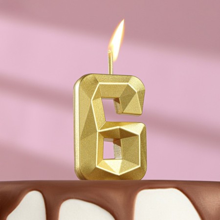 Candle in the cake on the skewer "Almaz", the number "6", gold, 4.5 cm