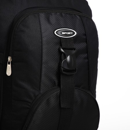Tourist backpack on lightning, with an increase, 5 outer pockets, black color-6