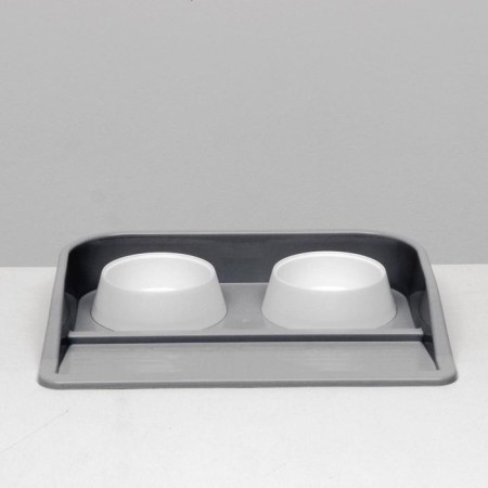 MISKS WITH BOOK "Felix" 0.3 l, 41 x 30 x 6 cm, gray tray, white bowls-1