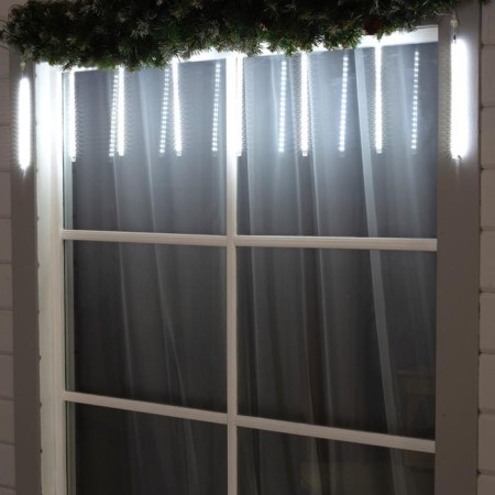Garland "icicles" 2.5 × 0.3 m, IP65, transparent thread, 192 LED, white glow with a drain effect, 12 V effect