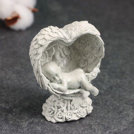Figure "Baby sleeps in the wings" ivory, 8x5x5cm-3