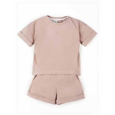 Children's jump (T-shirt, shorts), height 122-128 cm, beige color-7