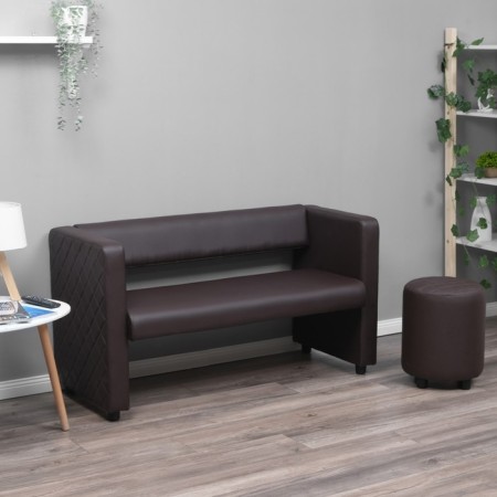 Puff "Yokki", eco -leather brown-1