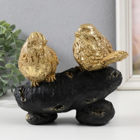 Polystone souvenir "Two golden birds on a branch" 16x7x15 cm