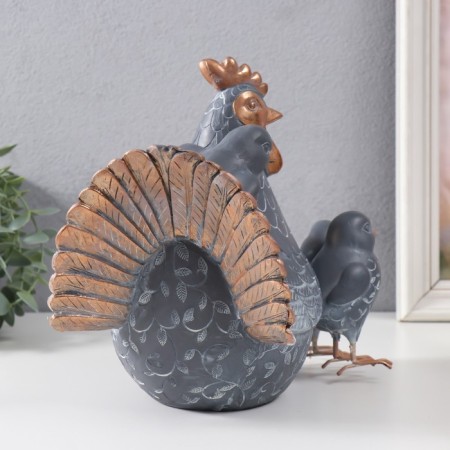 Polystone souvenir "Kurochka with three chickens" 22x17x22 cm-1