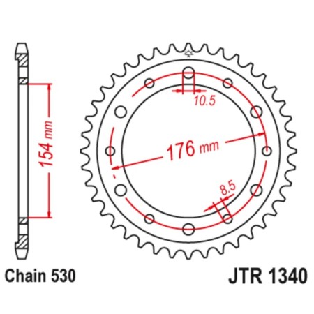 Leader star jt sprockets jtr1340-45, chain 530, 45 teeth-1