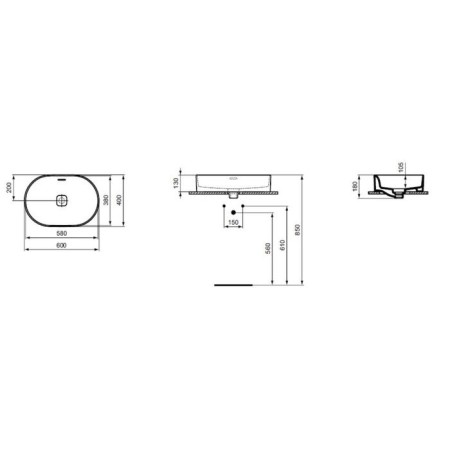 Ideal Standard Strada II Oval Vessel K078201 sink, overflow, without opening for the mixer 746123-1