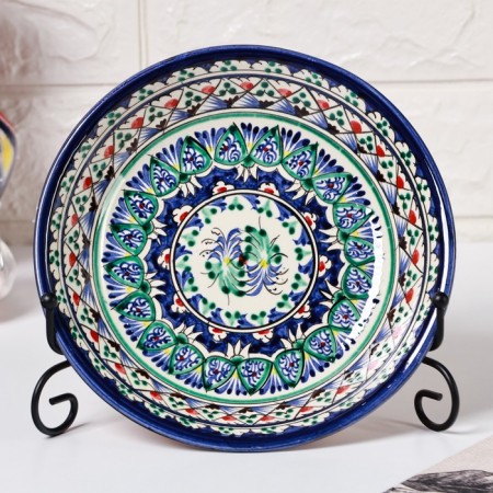 The plate of the Rishtan ceramics "Patterns", blue, deep, 20 cm-1