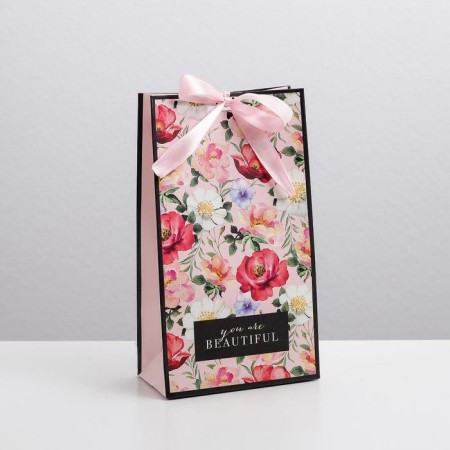 Gift package with a ribbon, packaging, “You are beautiful”, 13 x 23 x 7 cm