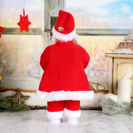 Santa Claus "Red fur coat, with glasses, in boots" moves, with backlight, 36 cm-2