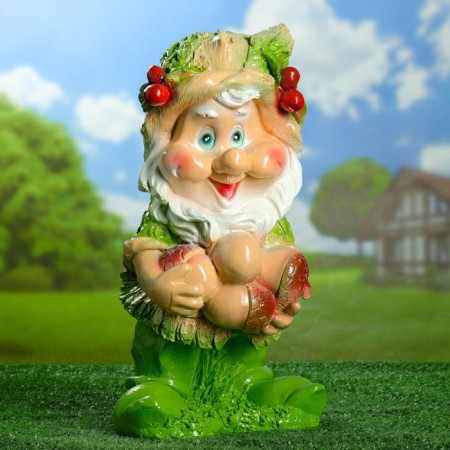 Garden figure "Gnome with acorns" Green 45x26cm