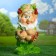 Garden figure "Gnome with acorns" Green 45x26cm