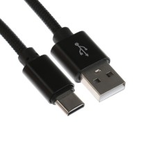 Type- C cable - usb, 2.1 a, nylon braid, 1 meter, black
