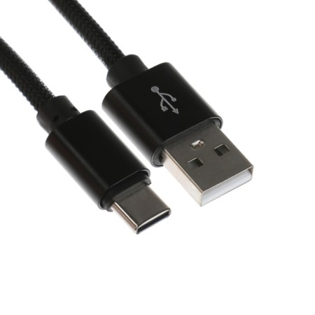 Type- C cable - usb, 2.1 a, nylon braid, 1 meter, black