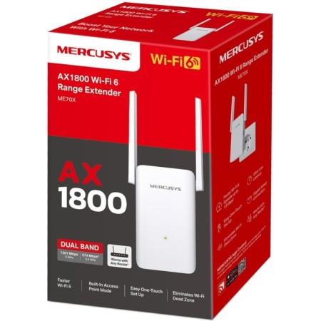 Repeater of the wireless signal Mercusys ME70X AX1800 10/100/1000Base-TX set.: Devices 102950-2
