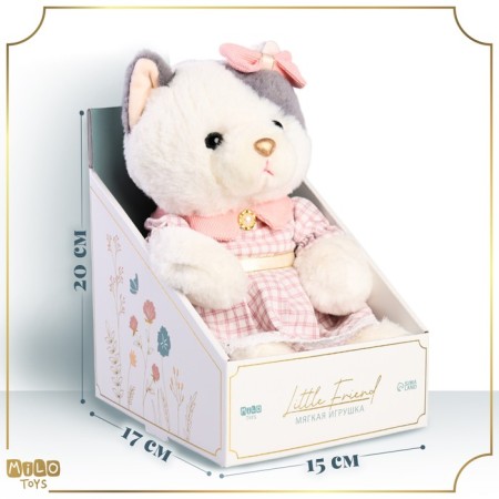Soft toy "Little Friend", a cat in a pink dress-1
