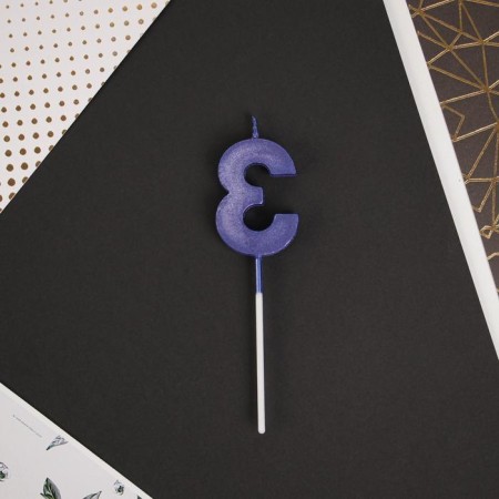Candle for the cake, the number "3", blue.-3