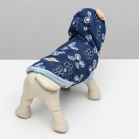 Jacket for dogs with flowers, XL (DS 35 cm, Osh 32 cm, og 49 cm), dark blue-3