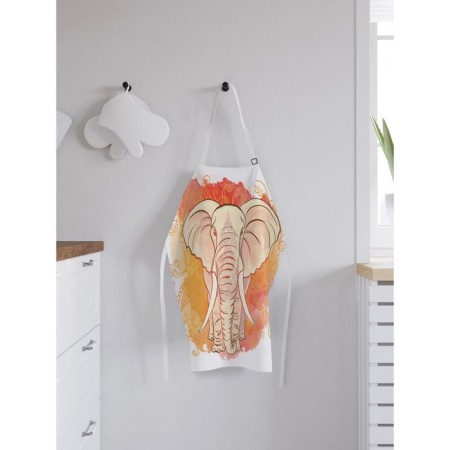 Apron of a kitchen with a photo print "Good Elephant", adjustable, size OS-1