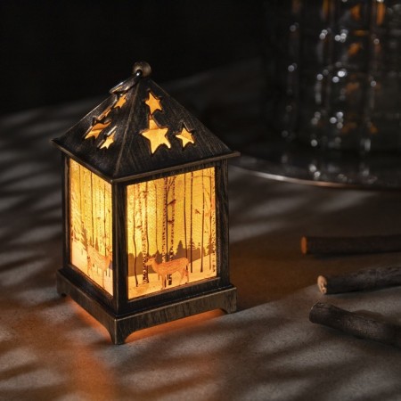 LED figure "Lantern with a deer" 6 × 13 × 6 cm, plastic, batteries AG13x3, glow warm white