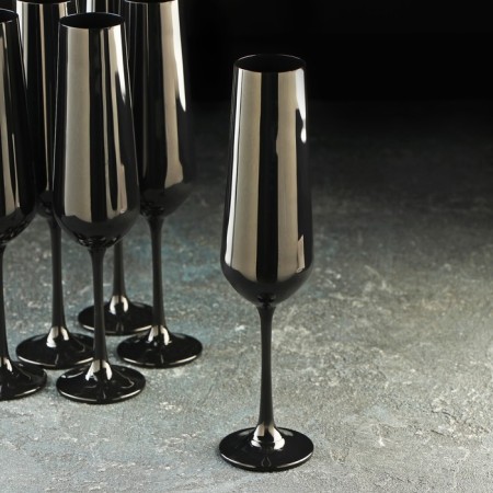 A set of glasses for champagne "Sandra", 200 ml, 6 pcs, black color-1