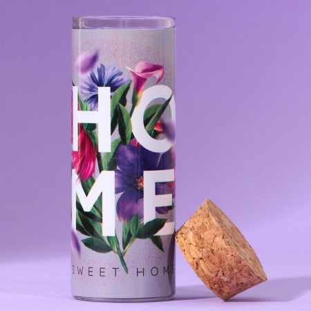 Candle in the “Home” flask, lavender, height 8 cm-3