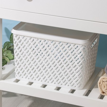 Storage basket with a “braid” lid, 35 × 29 × 22.5 cm, white color