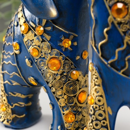 Souvenir Polystone "Blue elephants with orange rhinestones" set 28.5x21x8.3 cm-4