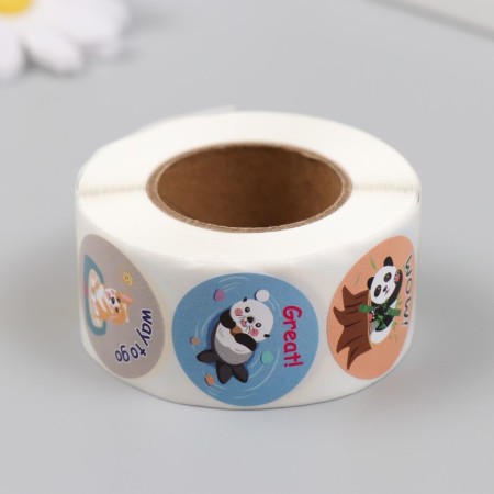 Stick Paper "Animals. Wishes" d = 2.5 cm 500 pcs in a roll 3x6.5x6.5 cm-3