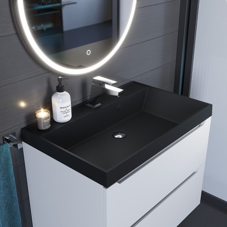 Sink uperwood Classic quartz 70 cm, quartz, black matte, coal-2