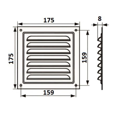 Ventilation grate Zein luxury RM1717M, 175x175 mm, with a grid, metal, copper antique-6