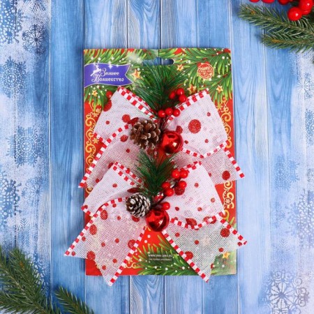 Jewelry "Winter Miracle" Bowage of Peas (set 2 pcs) 14x14 cm, red-white-1