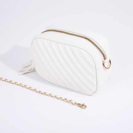 Bag Cross-Bodi with a zipper, white color-4
