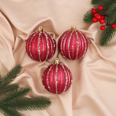 Set of balls plastic D-8 cm, 3 pcs "Gremul" red