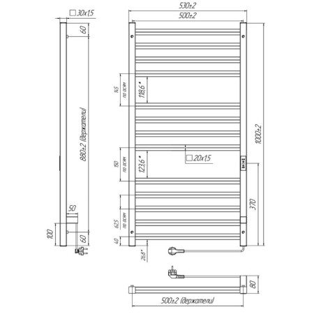 Electric Implementer Indigo Attic, 1000x500 mm, timer, hidden installation, white-2