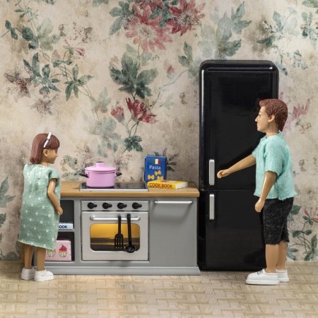 A set of furniture for the puppet house "Kitchen island", with a refrigerator-2