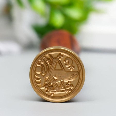 Printing for wax with a wooden handle "Spermat in space" 9x3x3 cm-1