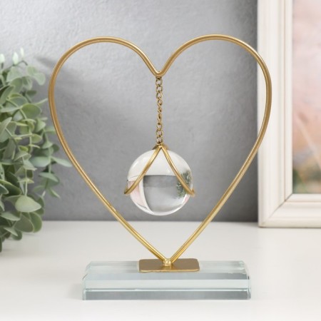 Interior metal souvenir, glass "drop in the heart" gold 16x5x19 cm