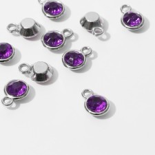 Circle-suspension “Circle” Small 1.3 × 0.9 × 0.2 cm, (set 10 pcs.), Violet color in silver