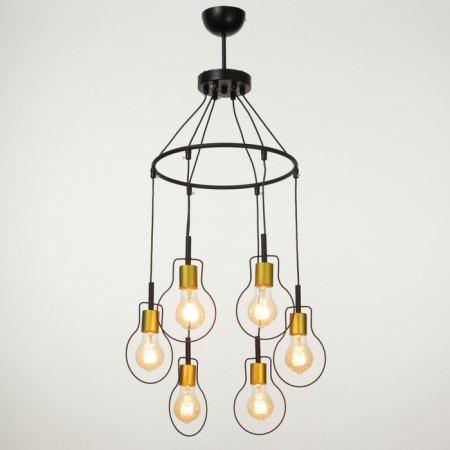 Chandelier 2719/6 E27 40W black and gold 54x54x40 cm Bayerlux-1