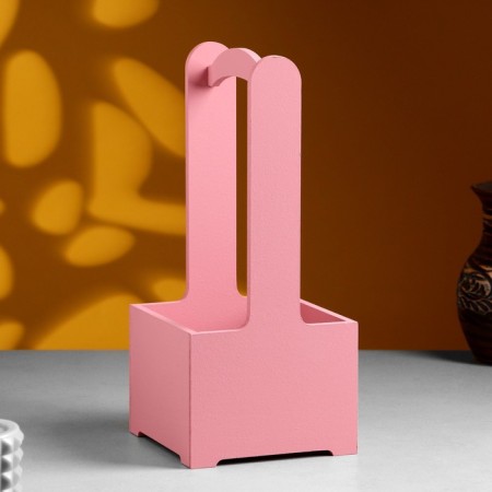 Kashpo - wooden box 13.5x13.5x30 cm pink coral-1