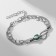 Bracelet Metal "Snake", green color in silver, l = 16 cm