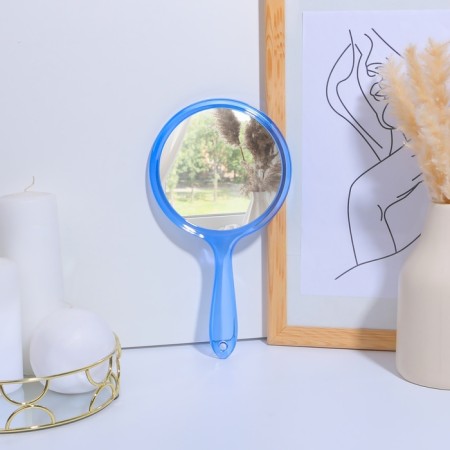 Mirror with a handle, bilateral, with an increase, D mirror surface 12.5 cm, blue color-3