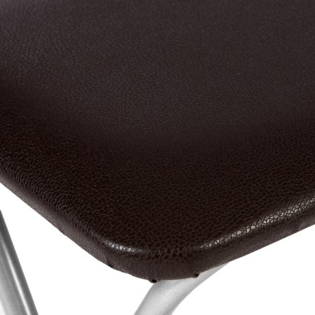 Folding stool, eco -leather brown/metallic-1